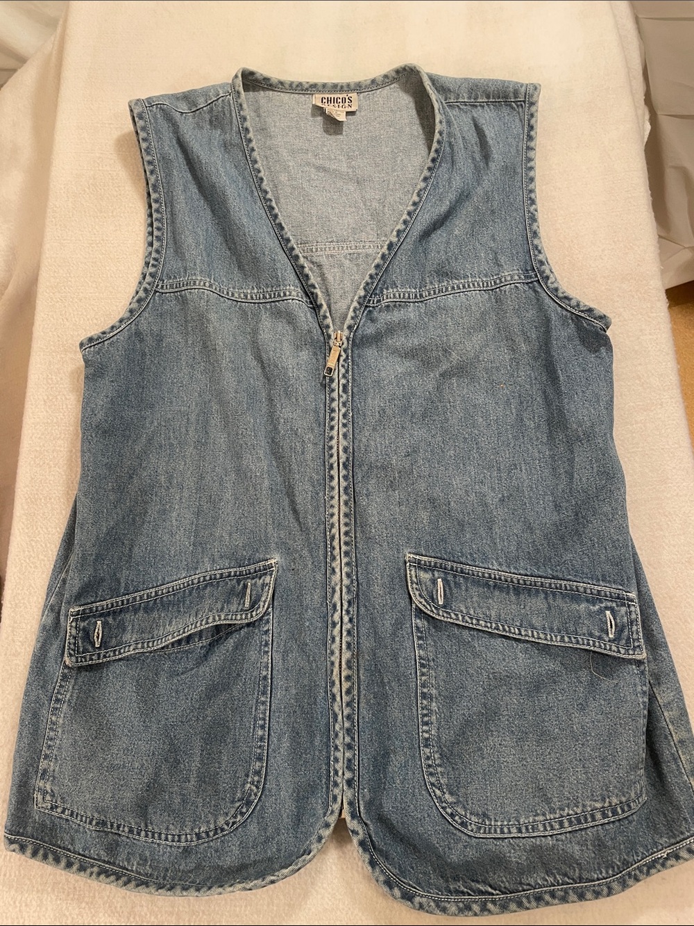 Chico's Light Blue Denim Zip Vest